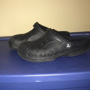 Black Crocs with Fur